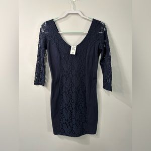 Abercrombie & Fitch Blue Lace Mini Bodycon Dress Size Medium New With Tags